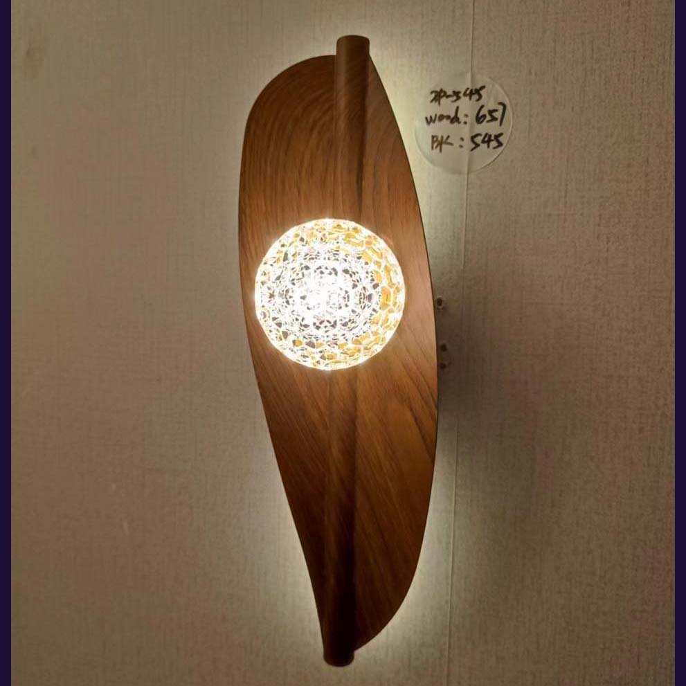 Japanese Style Solid Wooden Plate Wall Fixture Lamp